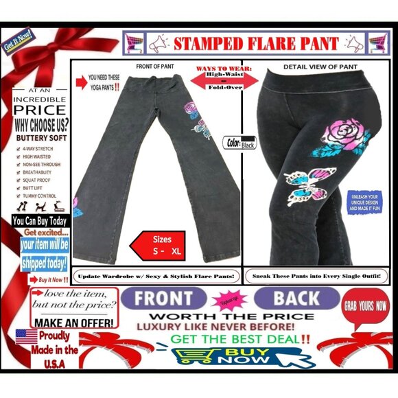 Unbranded Pants - 🛑 BOTTOM Fold Graphic BUTTERFLY ➕ LEGGING 🆒 PANT Waist Mineral STAMP 💸BUY NOW